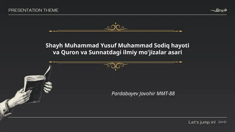 Shayh Muhammad Yusuf Muhammad Sodiq hayoti va Quron va Sunnatdagi ilmiy mo'jizalar asari