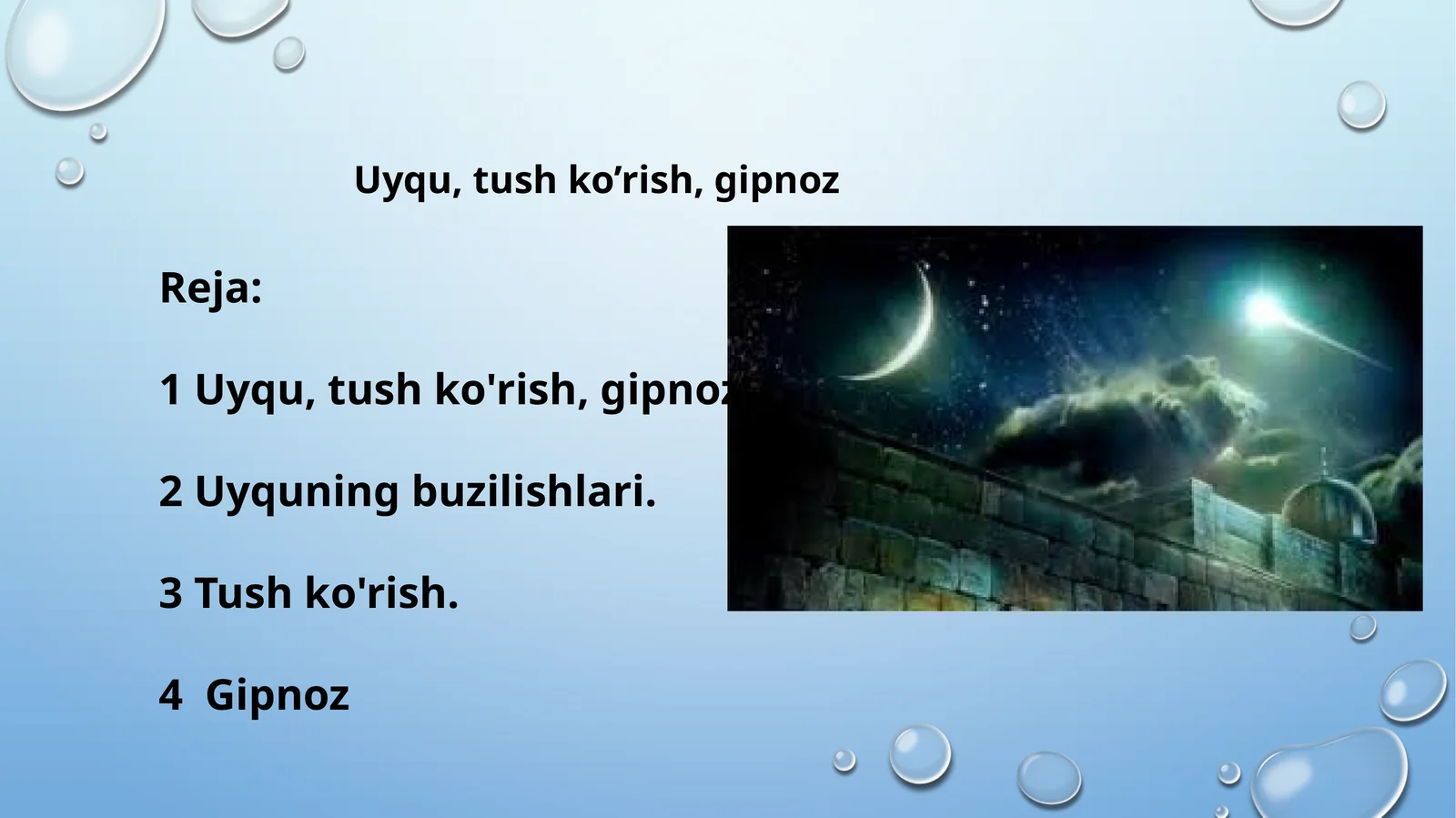 Uyqu, tushko’rish,gipnoz