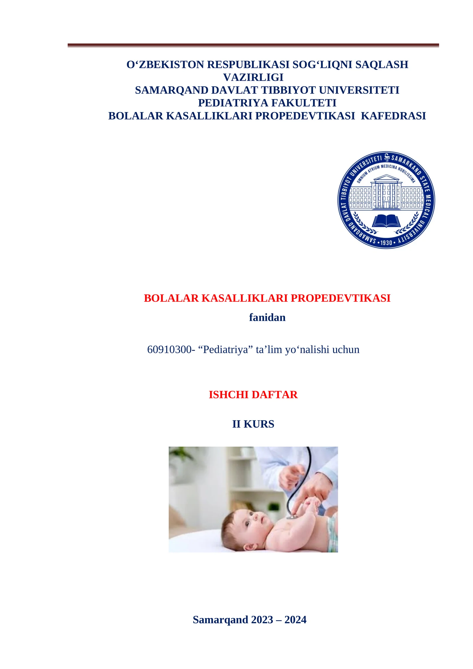 BOLALAR KASALLIKLARI PROPEDEVTIKASI