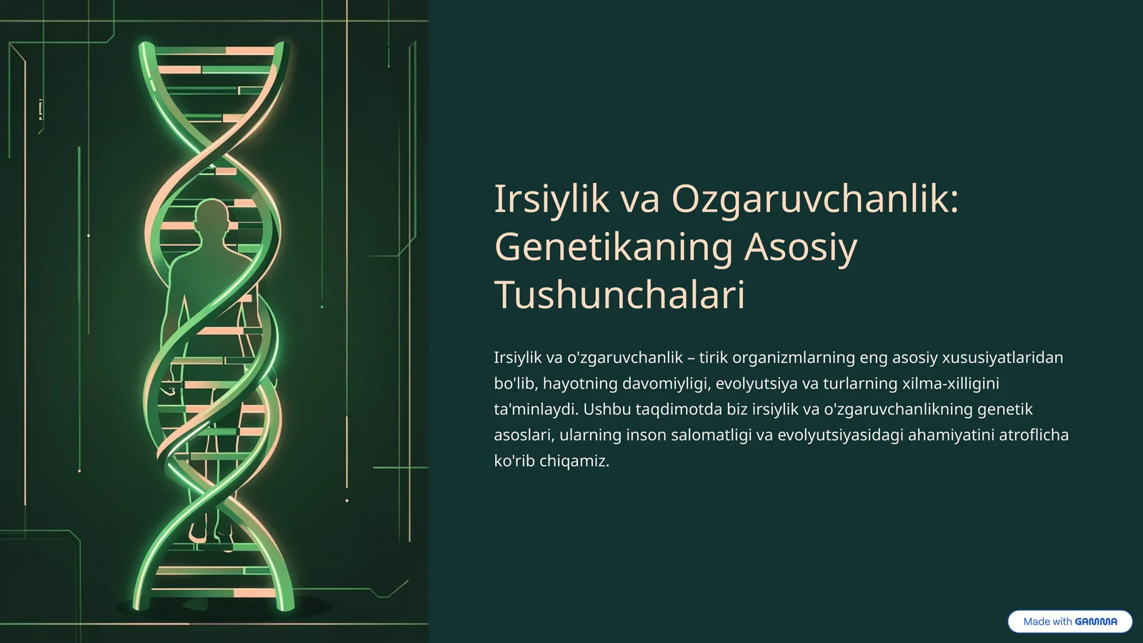 Irsiylik va Ozgaruvchanlik: Genetikaning Asosiy Tushunchalari