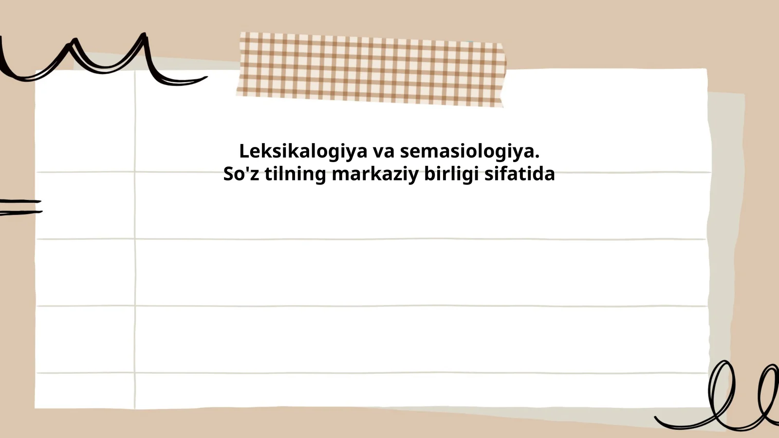 Leksikalogiya va semasiologiya