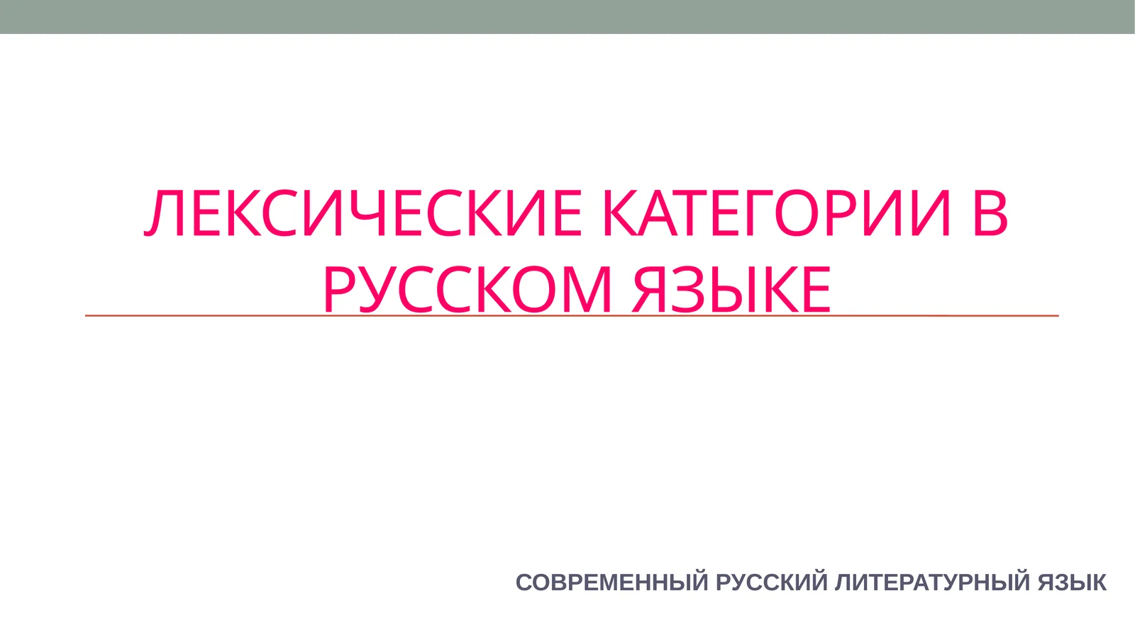ЛЕКСИЧЕСКИЕ КАТЕГОРИИ В РУССКОМ ЯЗЫКЕ