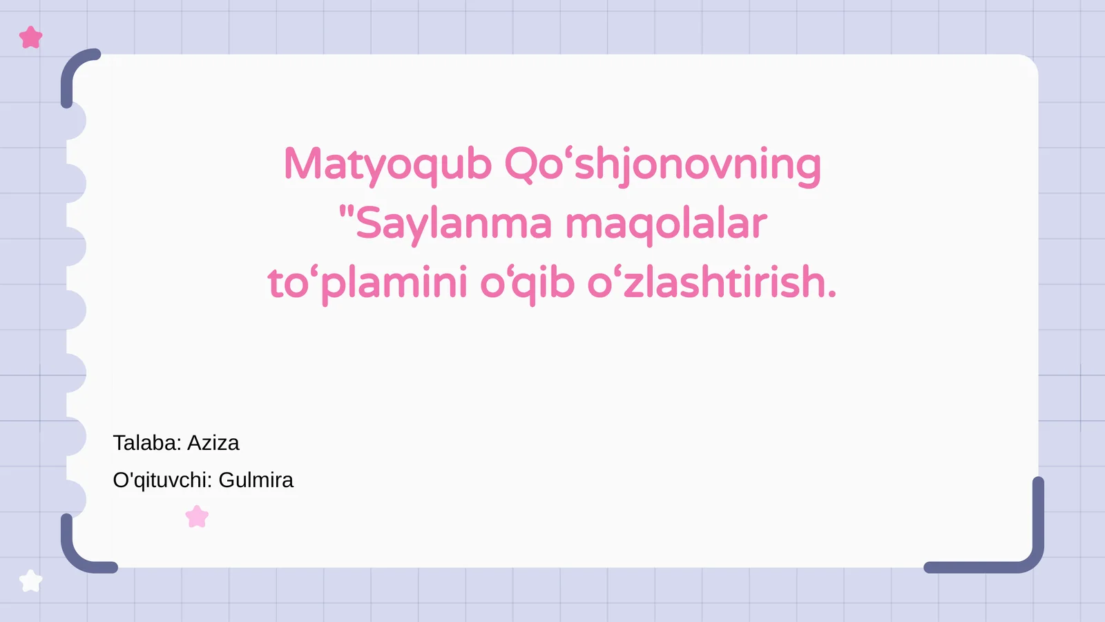 Saylanma maqolalar to‘plamini o‘qib o‘zlashtirish