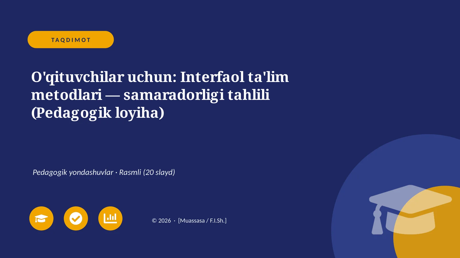 Interfaol ta'lim metodlari — samaradorligi tahlili (Pedagogik loyiha)