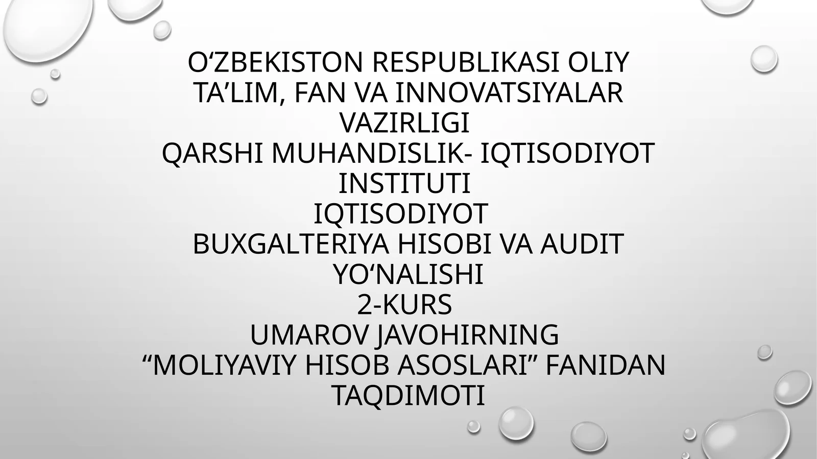 Moliyaviy hisob asoslari