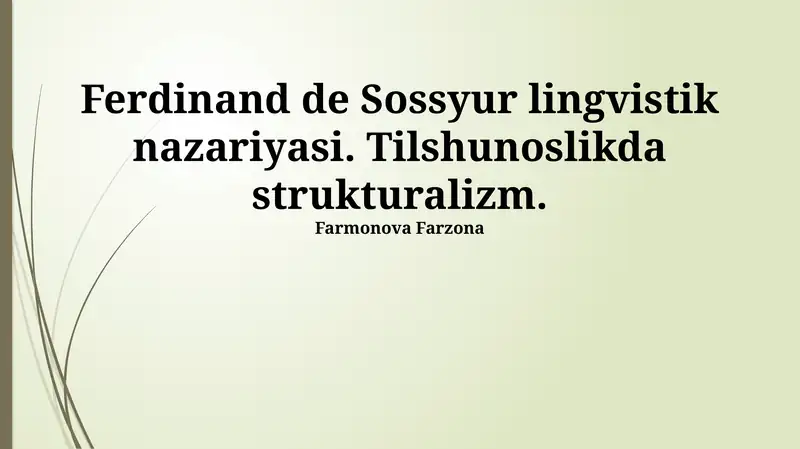 Ferdinand de Sossyur lingvistik nazariyasi
