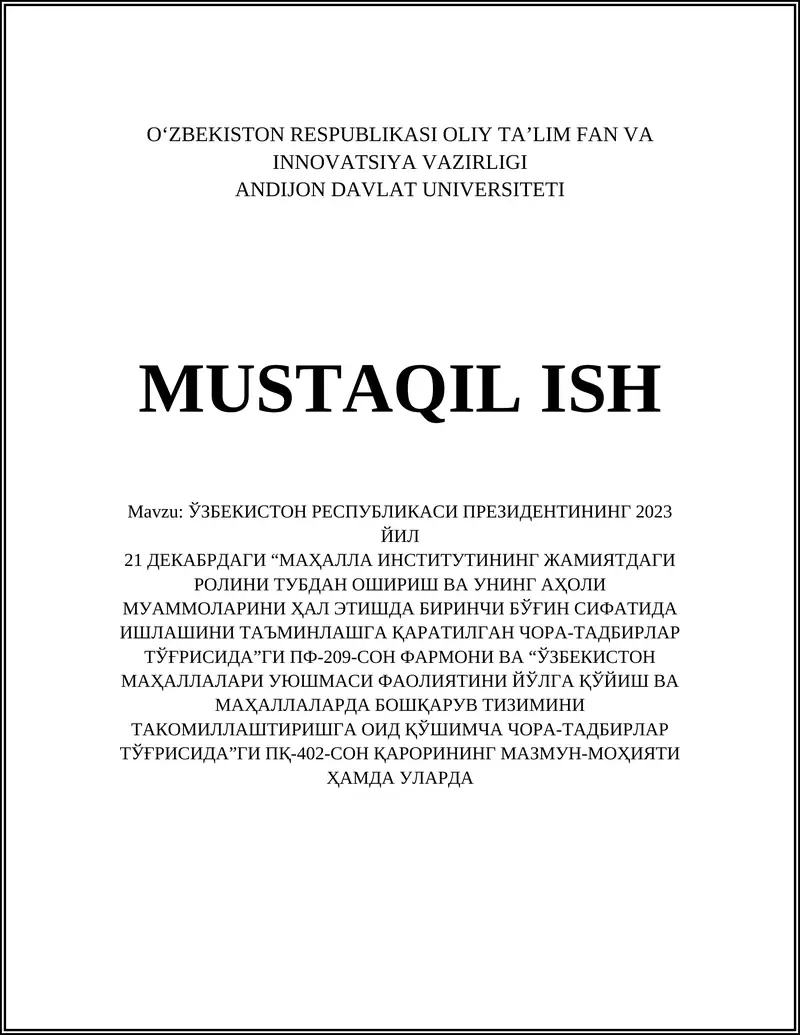 "ПФ-209-сон фармони ва ПҚ-402-сон қарорининг мазмун-моҳияти ва асосий мақсадлари"