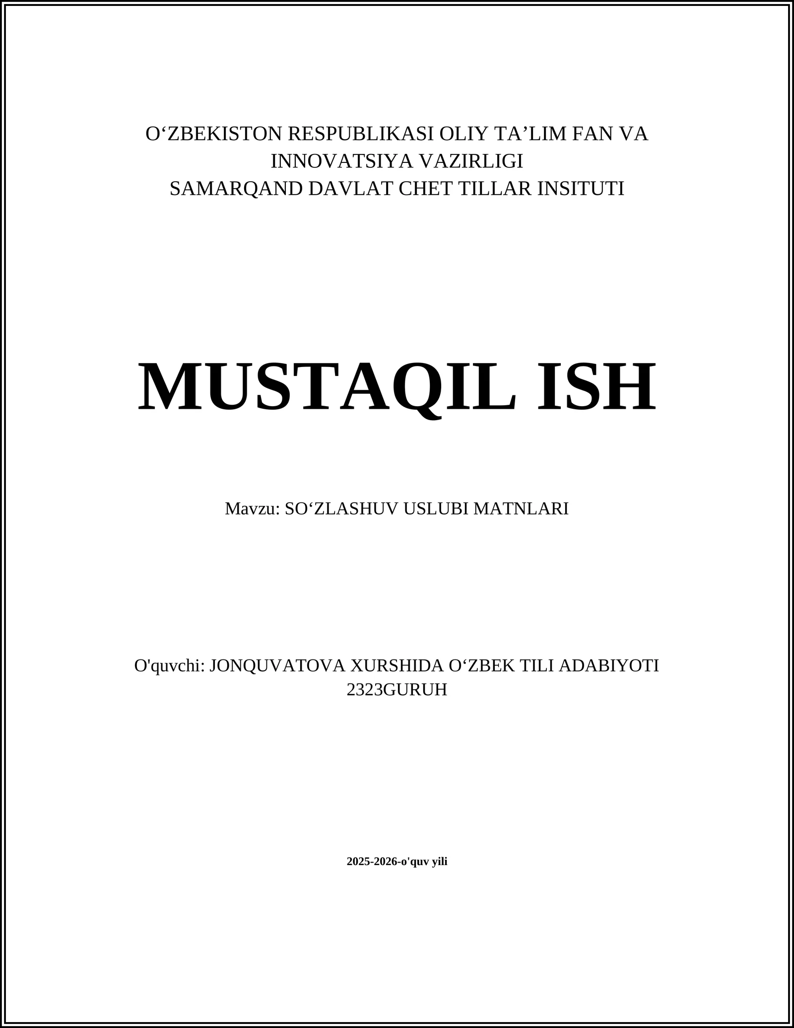 SOʻZLASHUV USLUBI MATNLARI