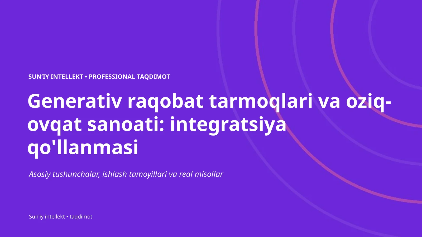 Generativ raqobat tarmoqlari va oziq-ovqat sanoati: integratsiya qo'llanmasi