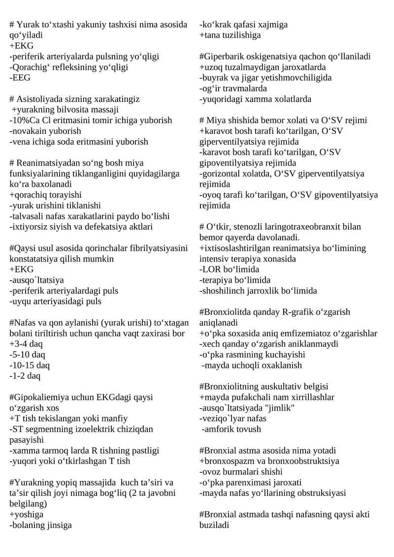 Yurak to‘xtashi yakuniy tashxisi