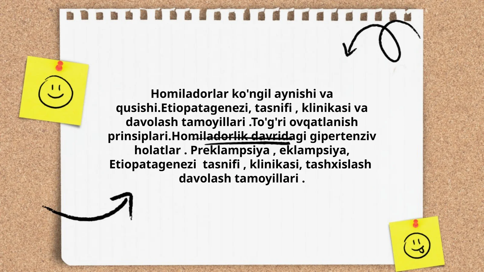 Homiladorlar ko'ngil aynishi va qusishi. Etiopatagenezi, tasnifi, klinikasi va davolash tamoyillari. To'g'ri ovqatlanish prinsiplari. Homiladorlik davridagi gipertenziv holatlar. Preklampsiya, eklampsiya, Etiopatagenezi tasnifi, klinikasi, tashxislash davolash tamoyillari
