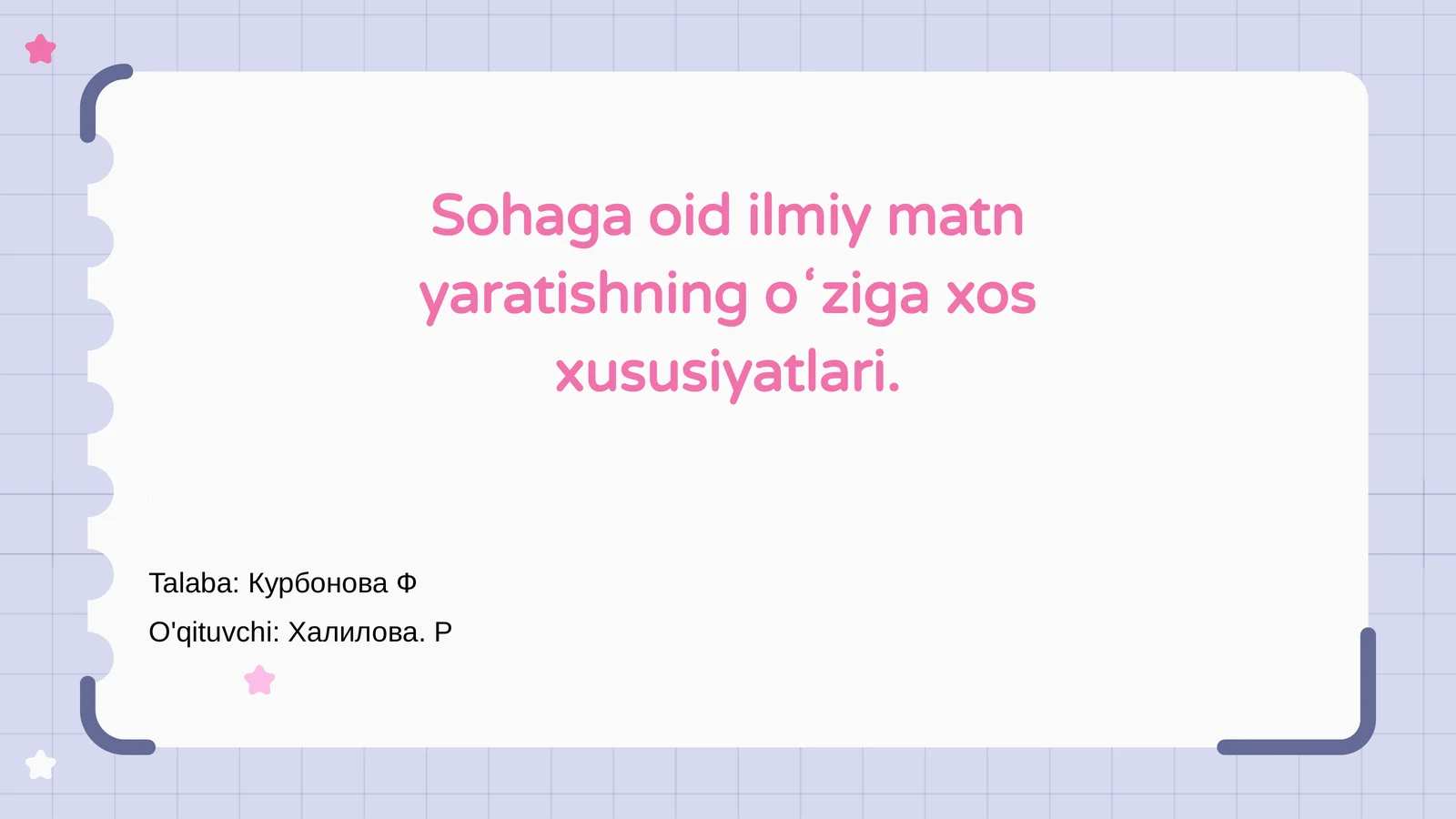 Sohaga oid ilmiy matn yaratishning oʻziga xos xususiyatlari