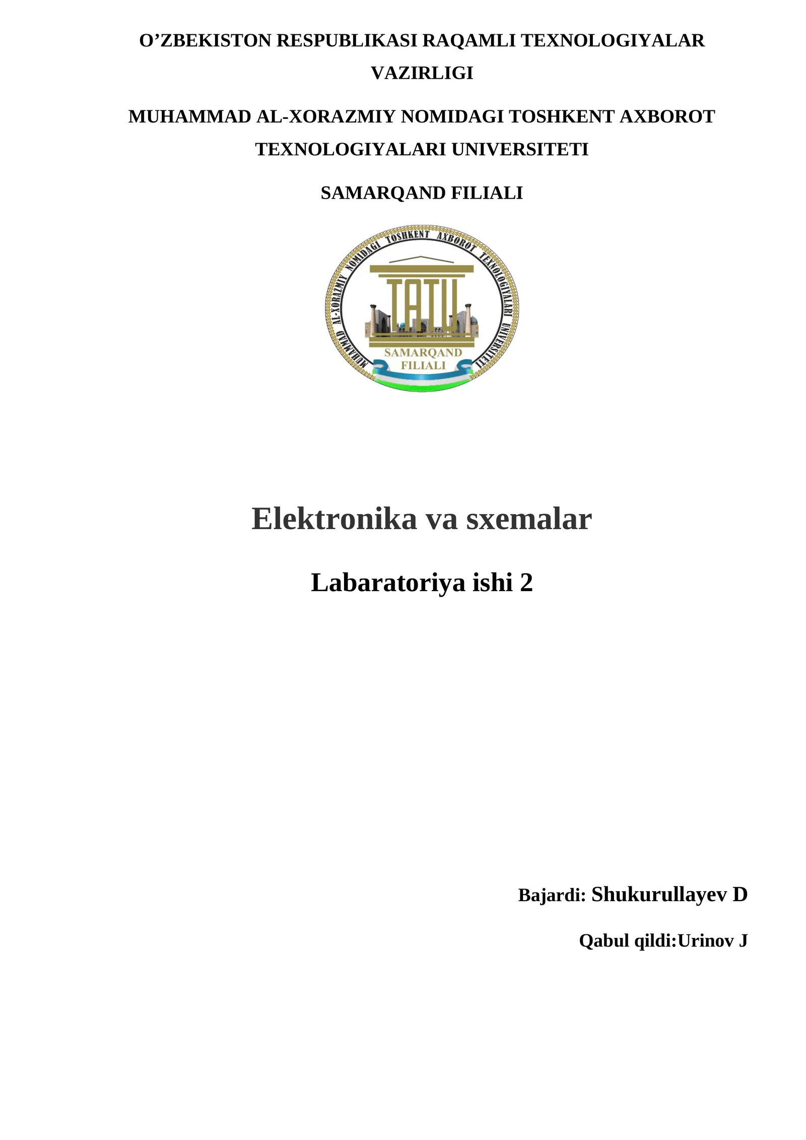 Umumiy baza ulanish sxemasidagi bipolyar tranzistorning statik Volt-amper xarakteristikalarini tadqiq etish
