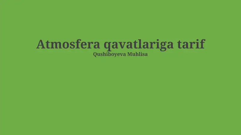 Atmosfera qavatlariga tarif