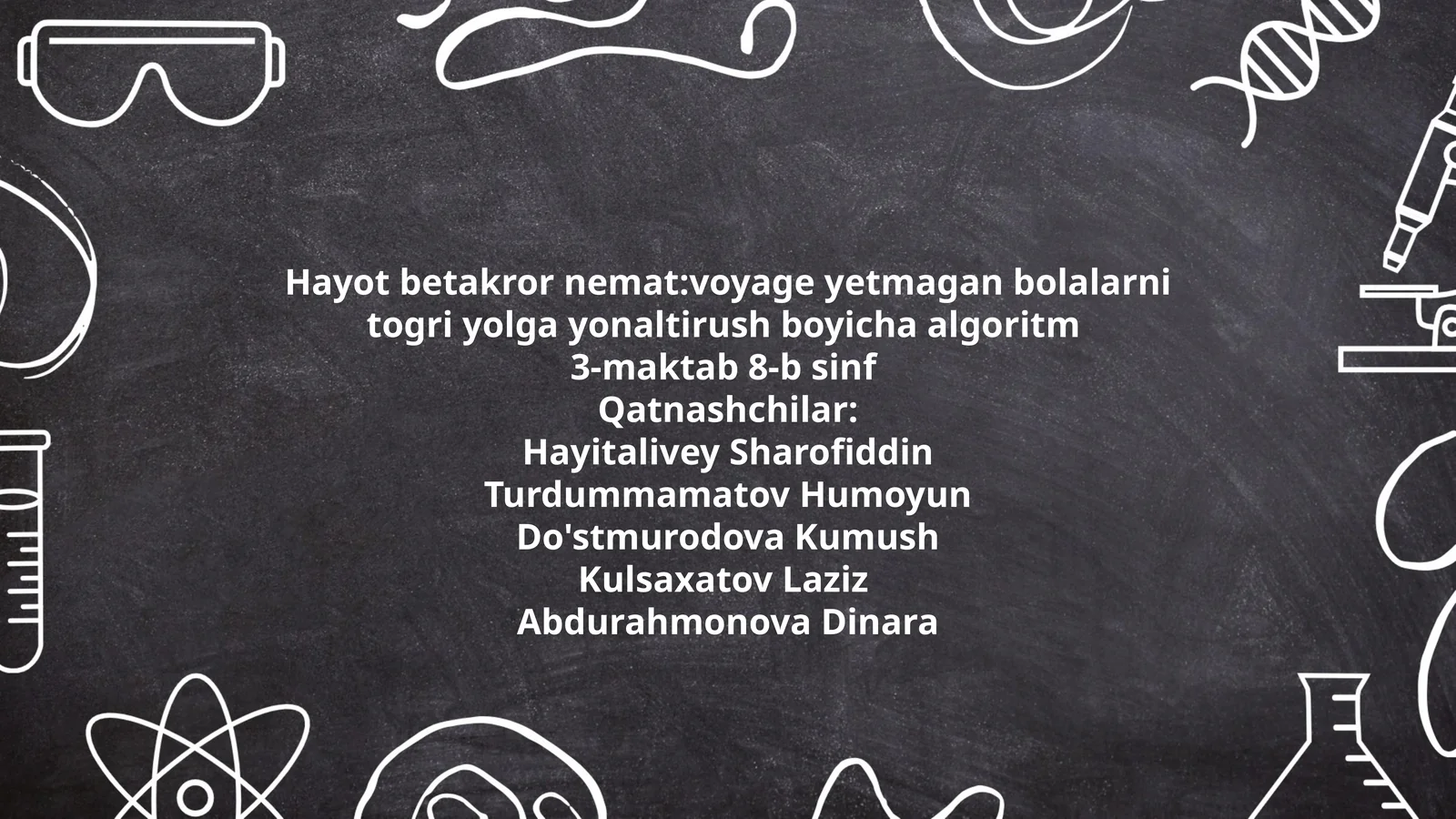 Hayot betakror nemat:voyage yetmagan bolalarni togri yolga yonaltirush boyicha algoritm