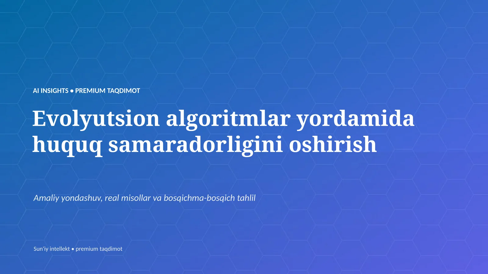 Evolyutsion algoritmlar yordamida huquq samaradorligini oshirish