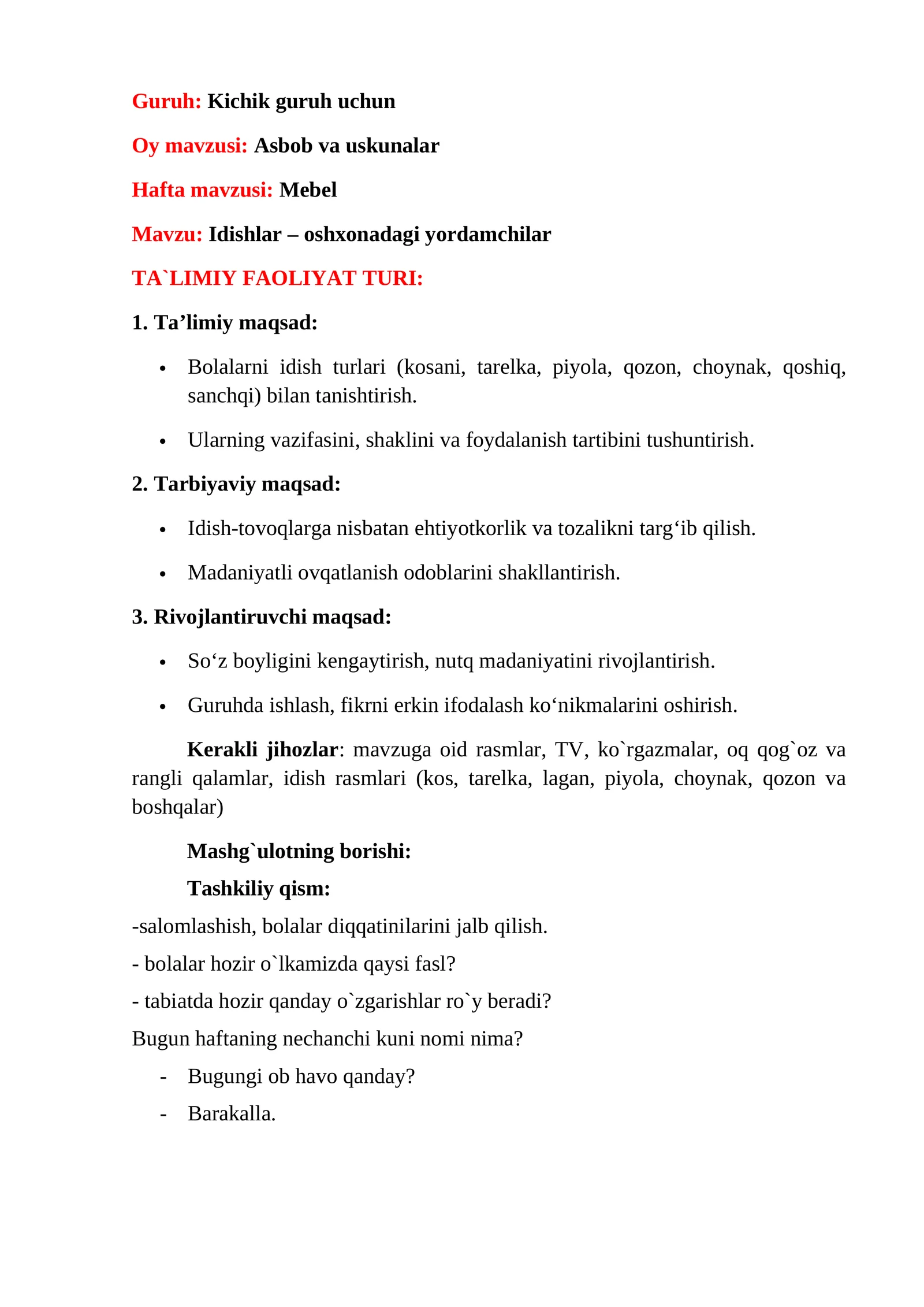 Idishlar – oshxonadagi yordamchilar