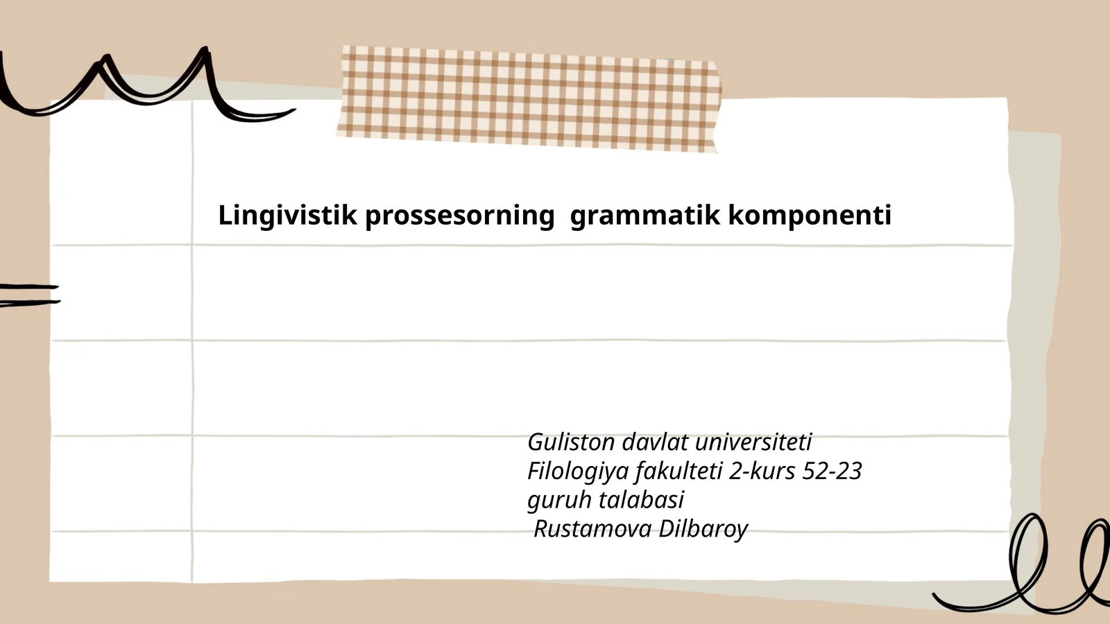 Lingivistik prossesorning grammatik komponenti