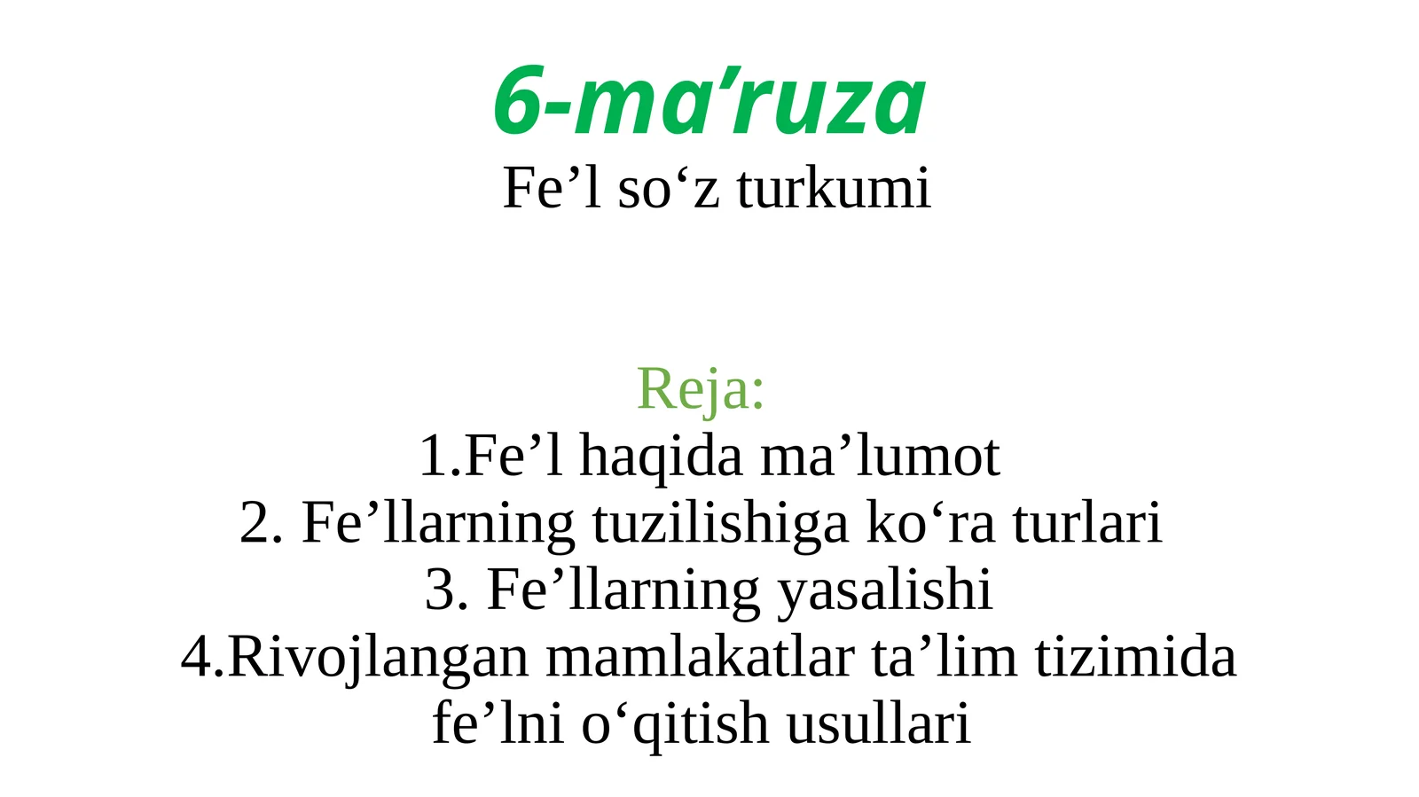 Fe’l so‘z turkumi