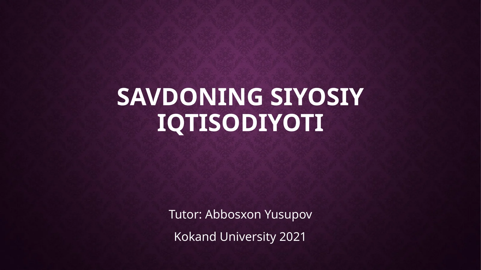 Savdoning Siyosiy iqtisodiyoti