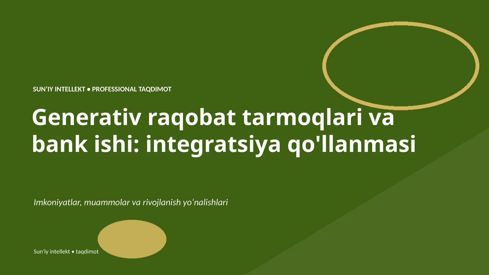 Generativ raqobat tarmoqlari va bank ishi: integratsiya qo'llanmasi