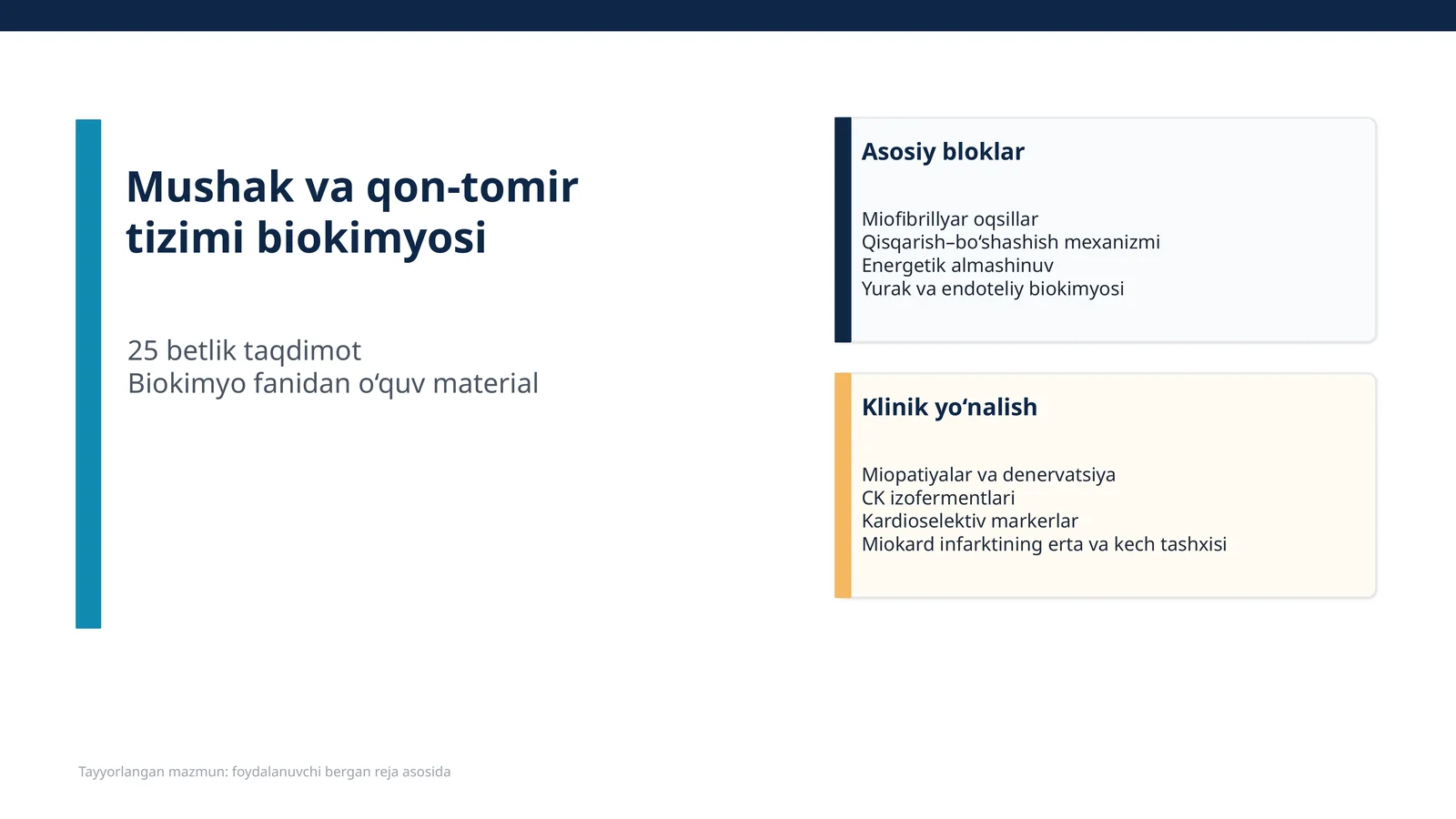 Mushak va qon-tomir tizimi biokimyosi