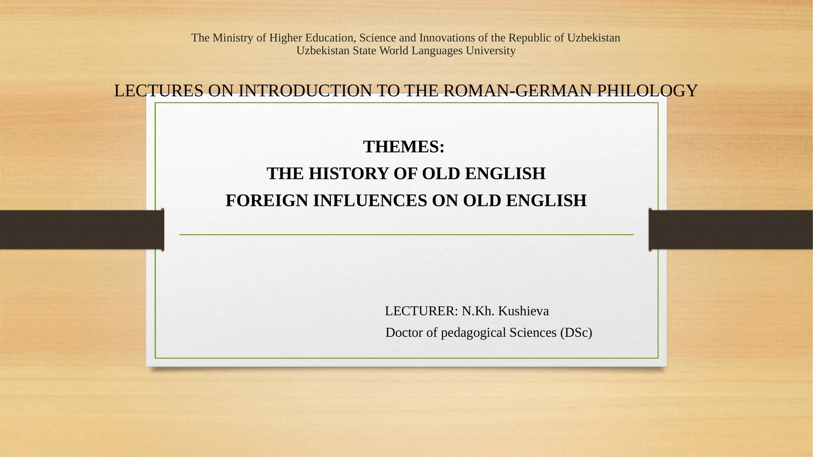 LECTURES ON INTRODUCTION TO THE ROMAN-GERMAN PHILOLOGY