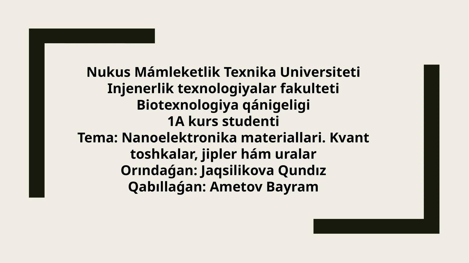 Nanoelektronika materiallari. Kvant toshkalar, jipler hámuralar
