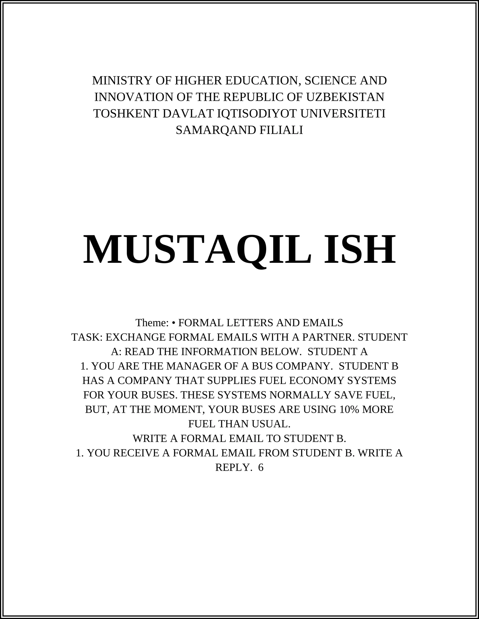 FORMAL LETTERS AND EMAILS