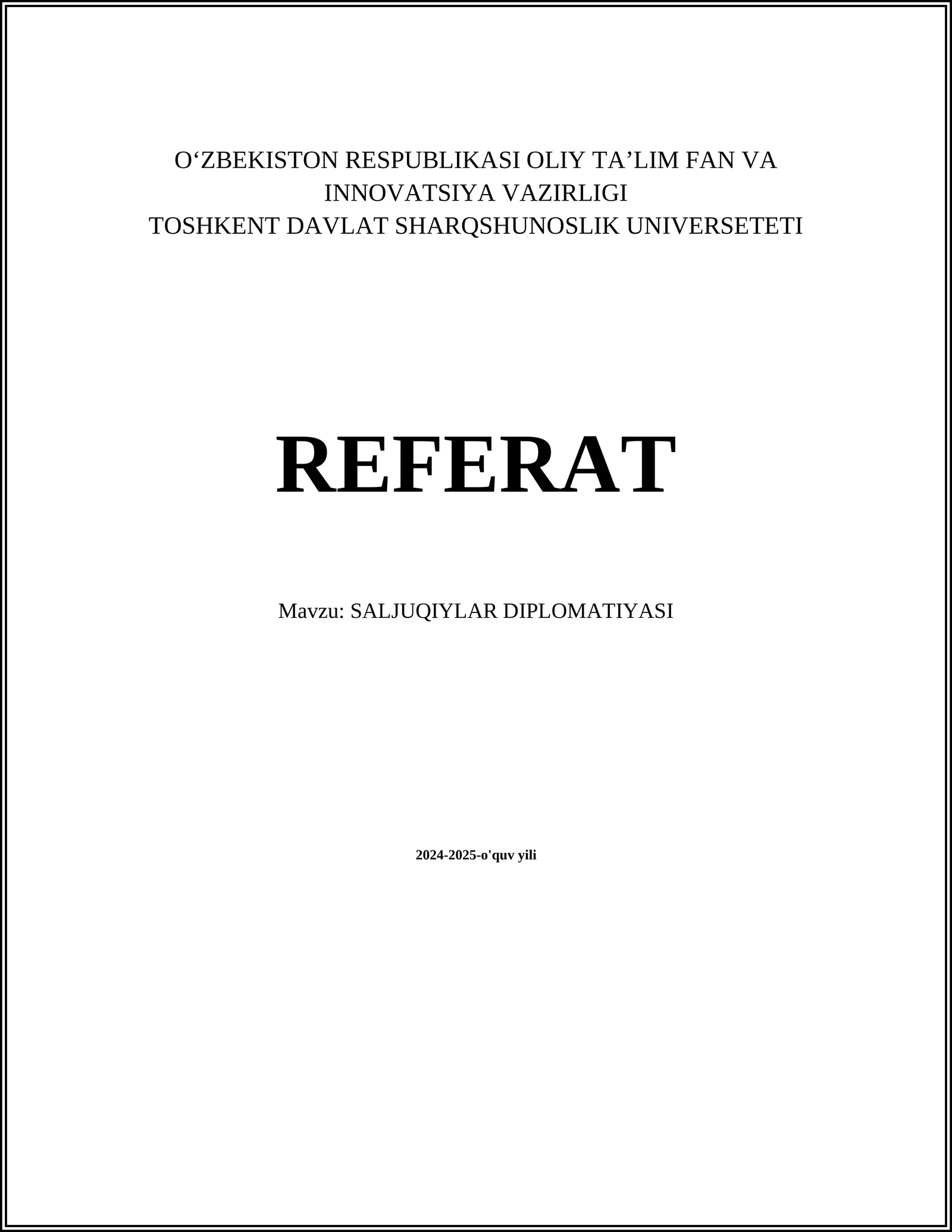 SALJUQIYLAR DIPLOMATIYASI