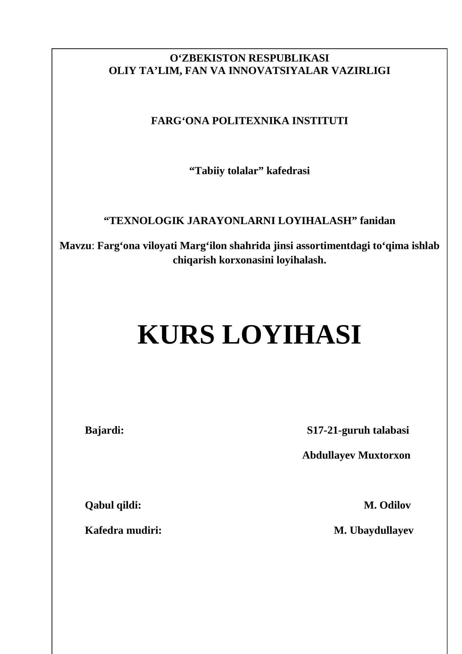To‘qimani texnik hisobi
