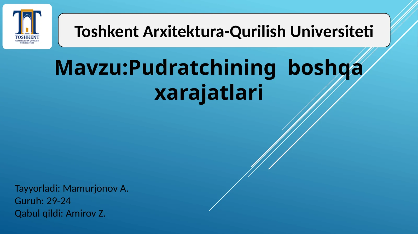Pudratchining boshqa xarajatlari