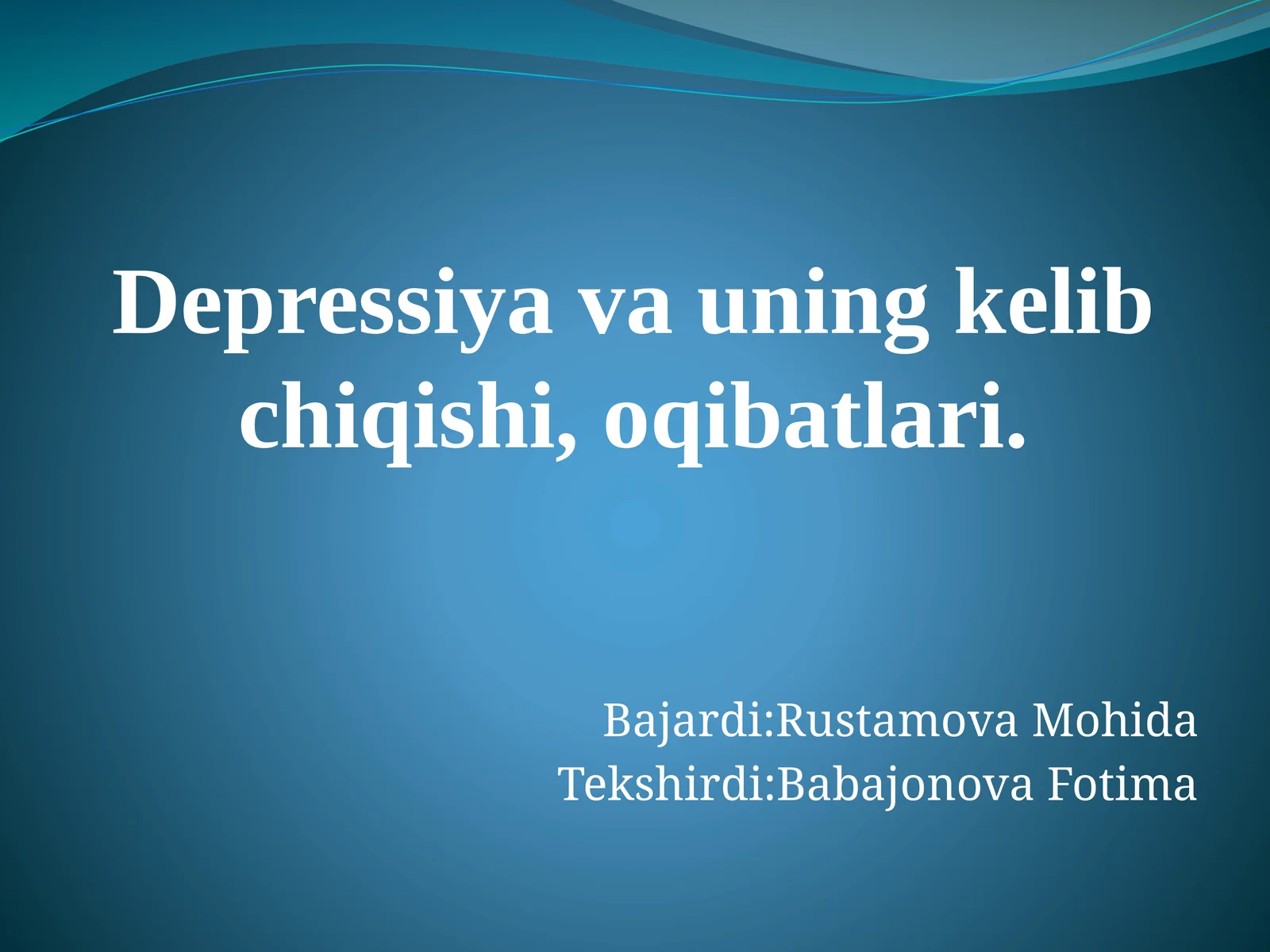 Depressiyavauningkelibchiqishi,oqibatlari