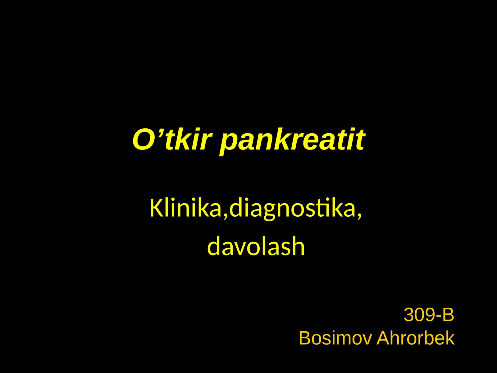 O’tkir pankreatit