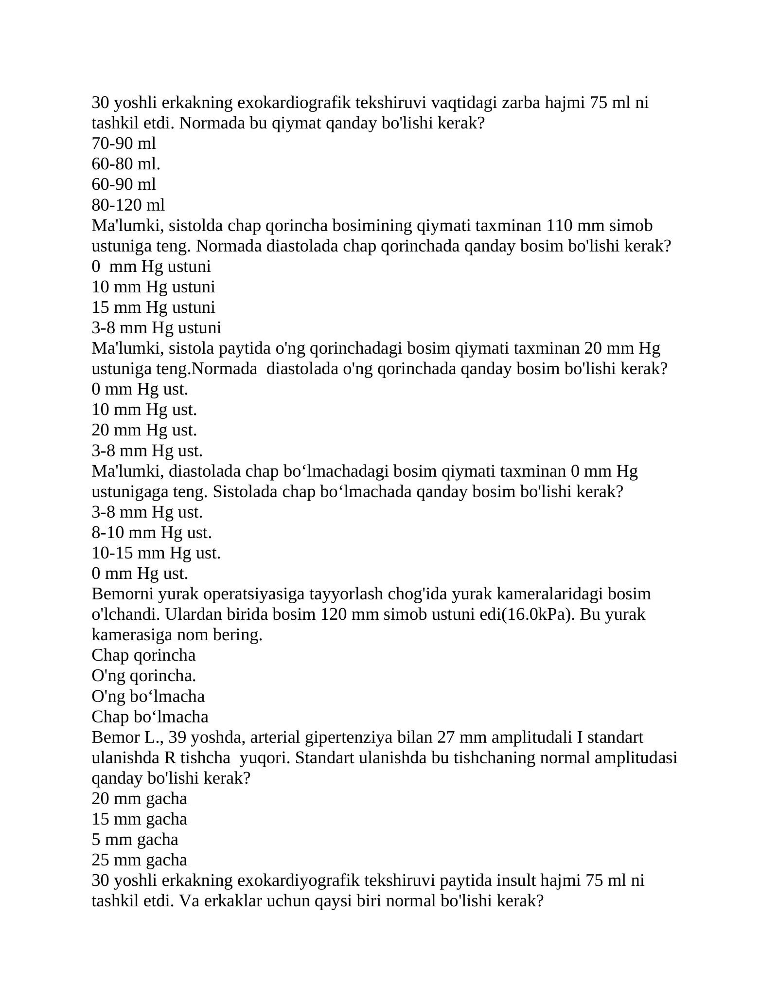 Yurak operatsiyalari uchun bosimning o'lchash metodlari