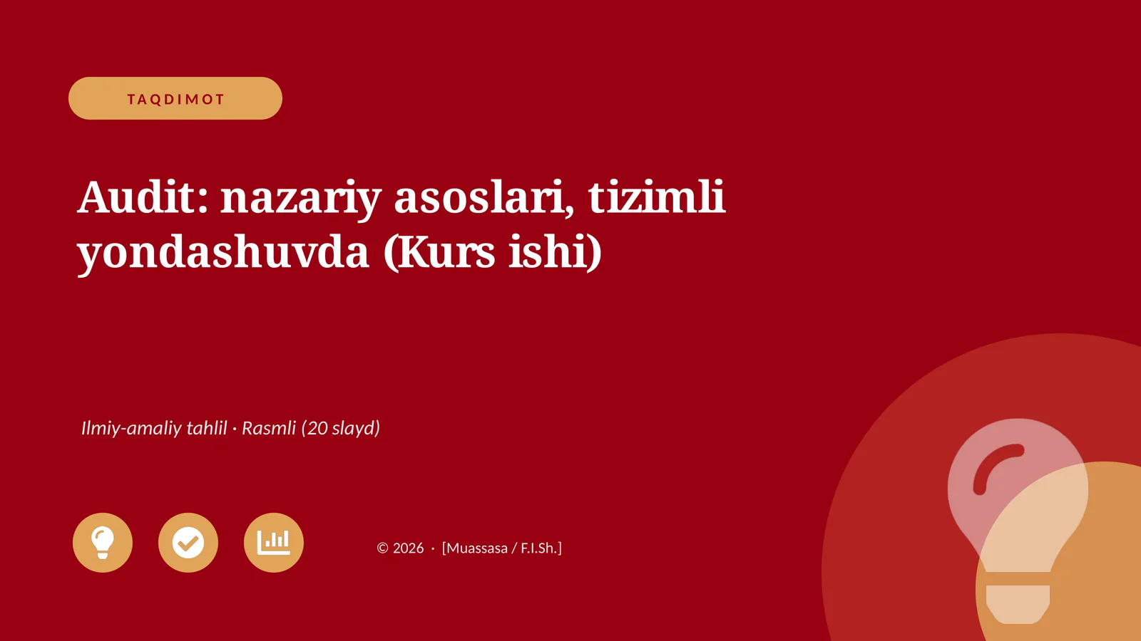 Audit: nazariy asoslari, tizimli yondashuvda (Kurs ishi)