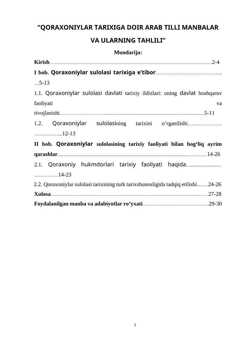 QORAXONIYLAR TARIXIGA DOIR ARAB TILLI MANBALAR VA ULARNING TAHLILI