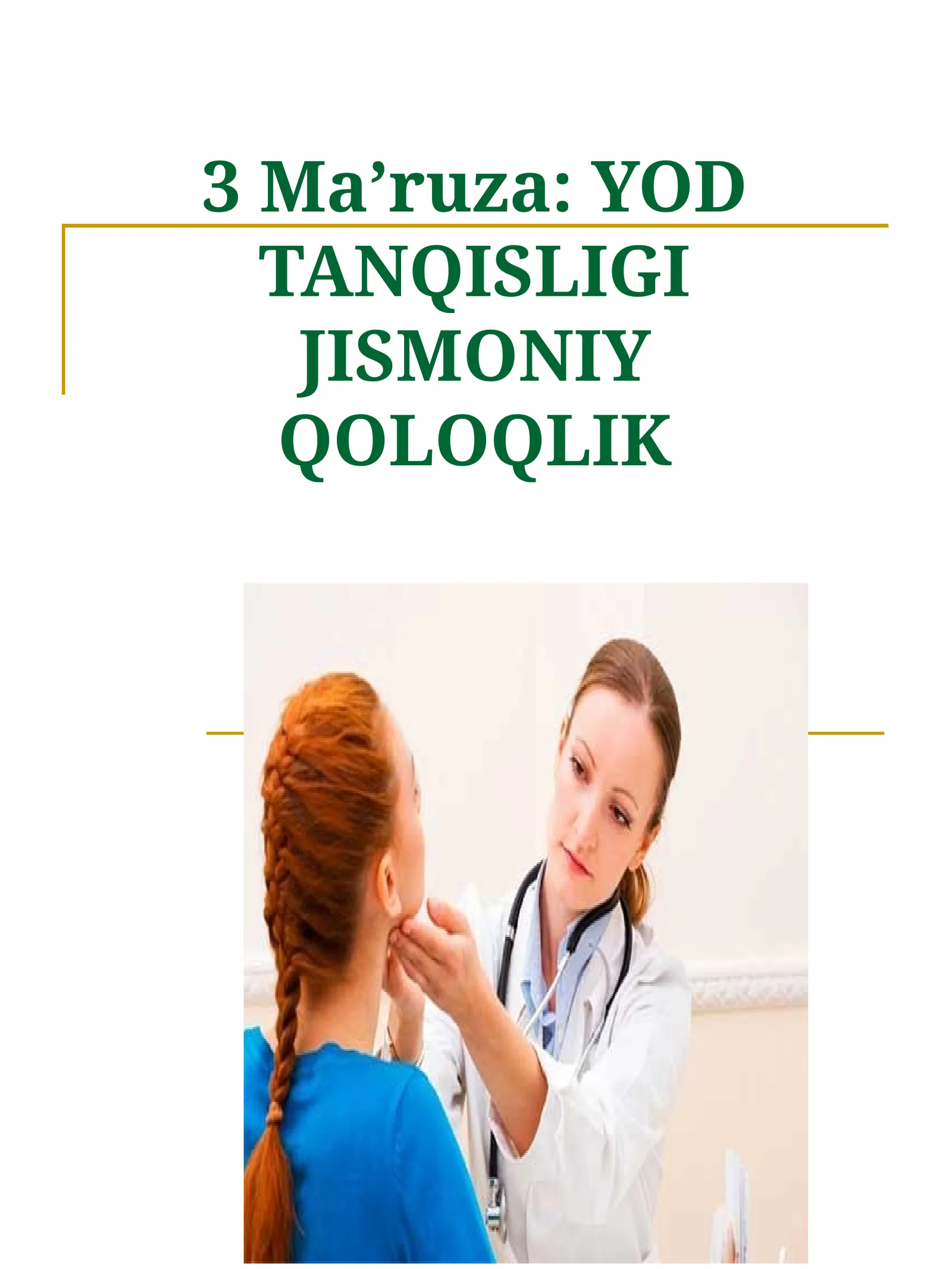 YOD TANQISLIGIJISMONIY QOLOQLIK