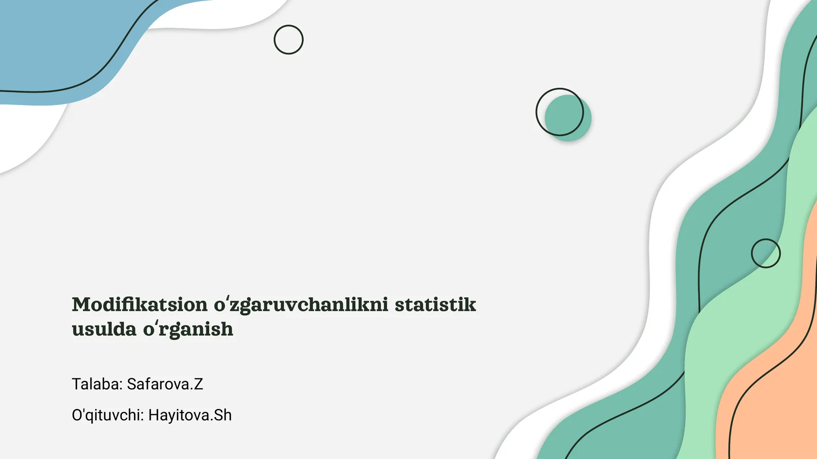Modifikatsion o‘zgaruvchanlikni statistik usulda o‘rganish