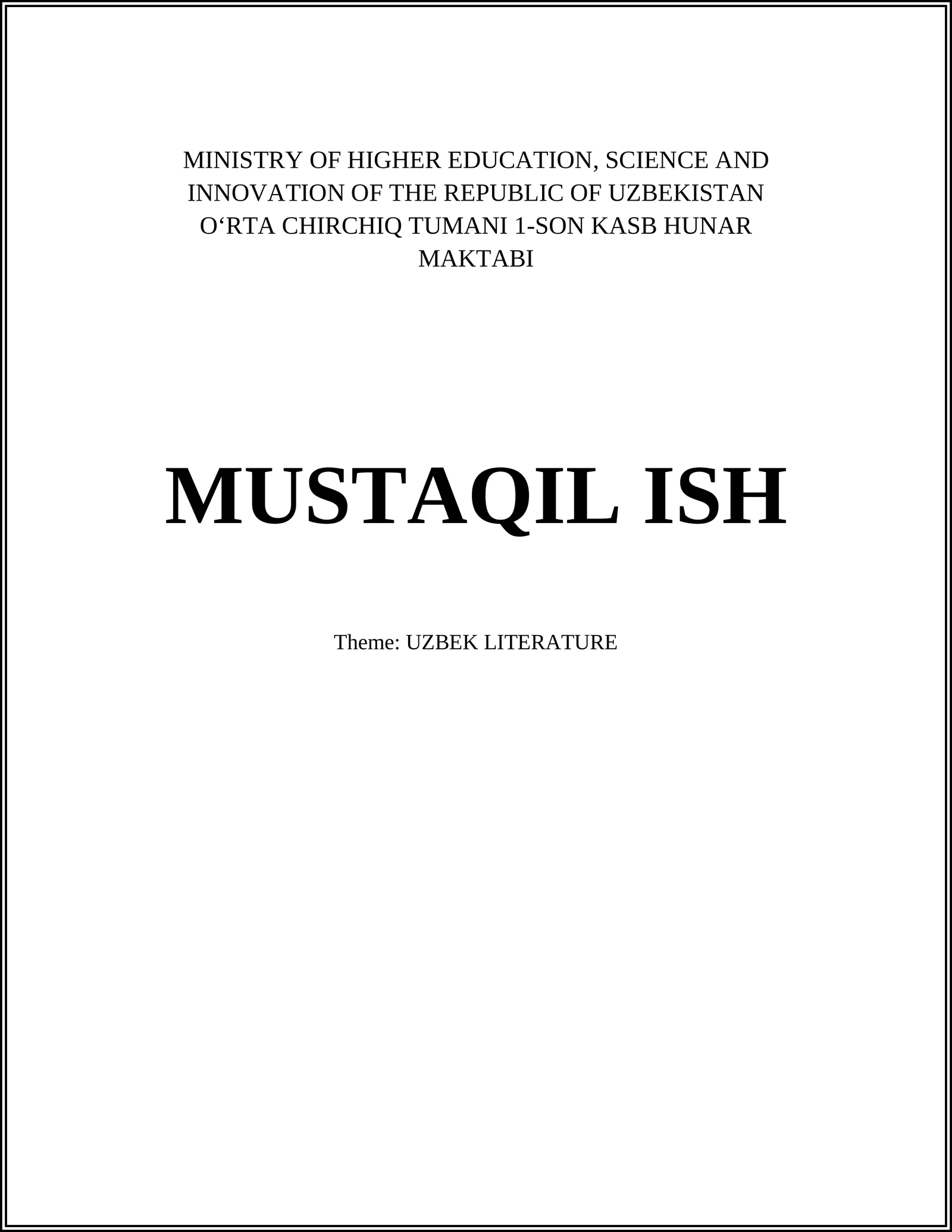 UZBEK LITERATURE