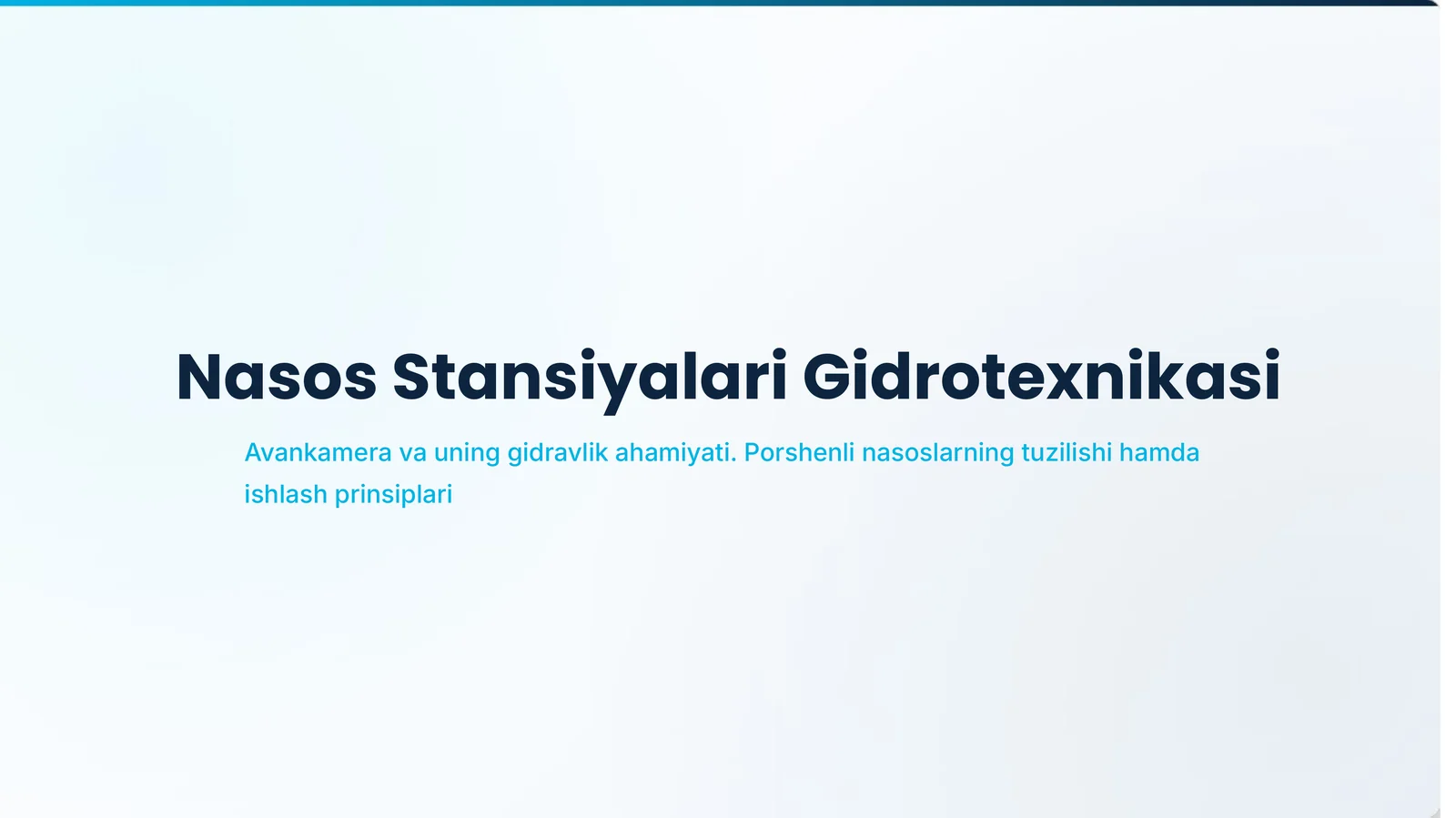 Nasos Stansiyalari Gidrotexnikasi