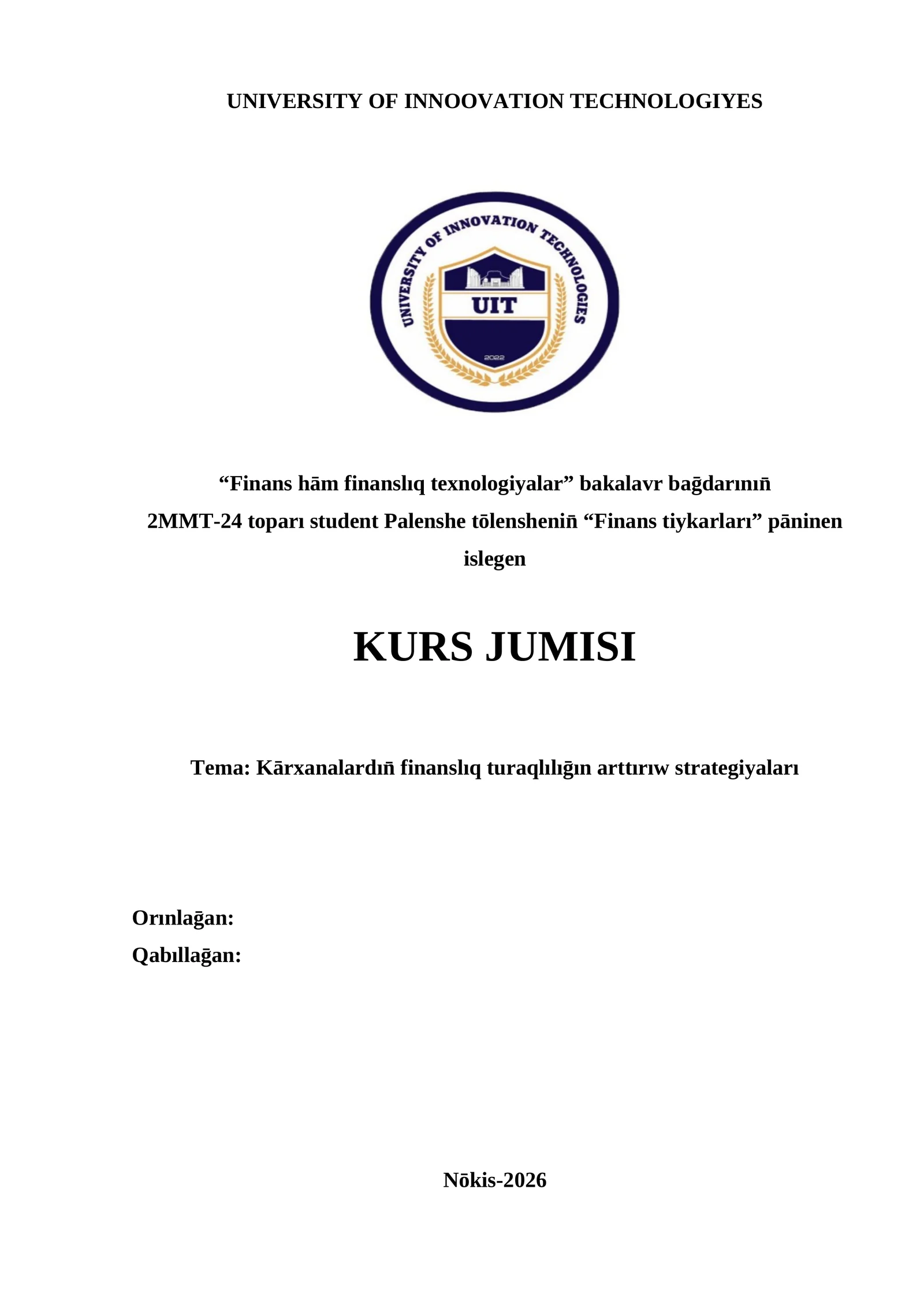 Kārxanalardın̄ finanslıq turaqlılıḡın arttırıw strategiyaları