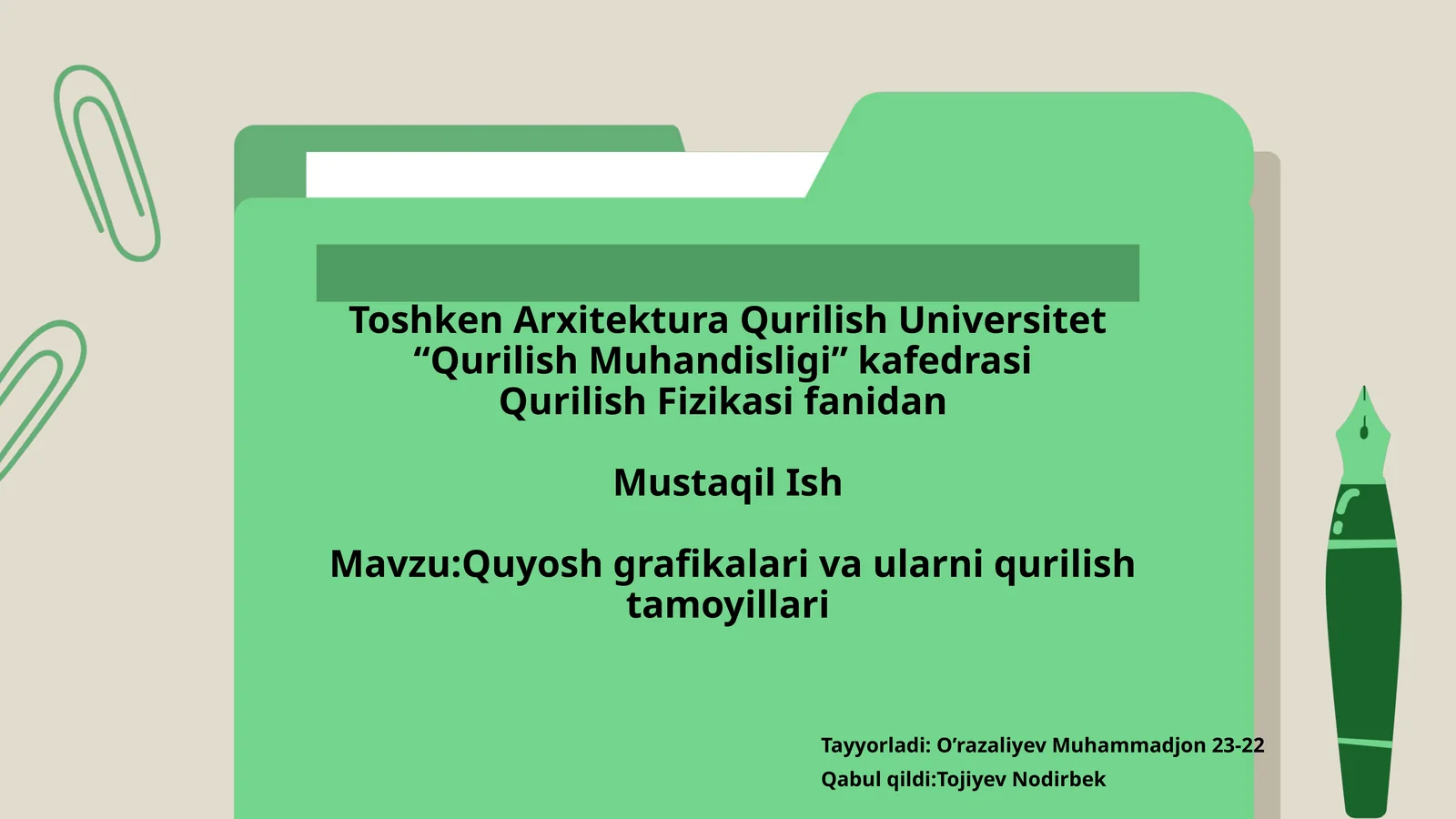 Quyosh grafikalari va ularni qurilish tamoyillari