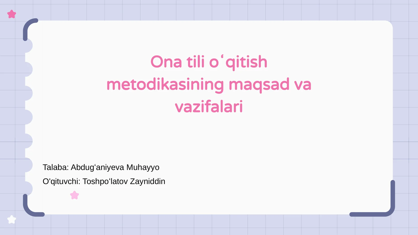 Ona tili oʻqitish metodikasi
