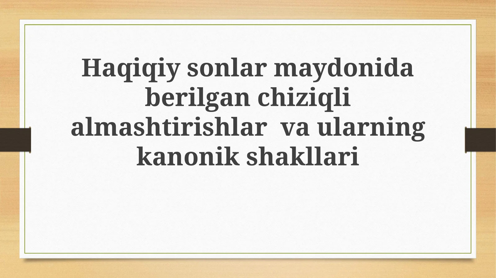 Chiziqli almashtirishlar va ularning xossalari