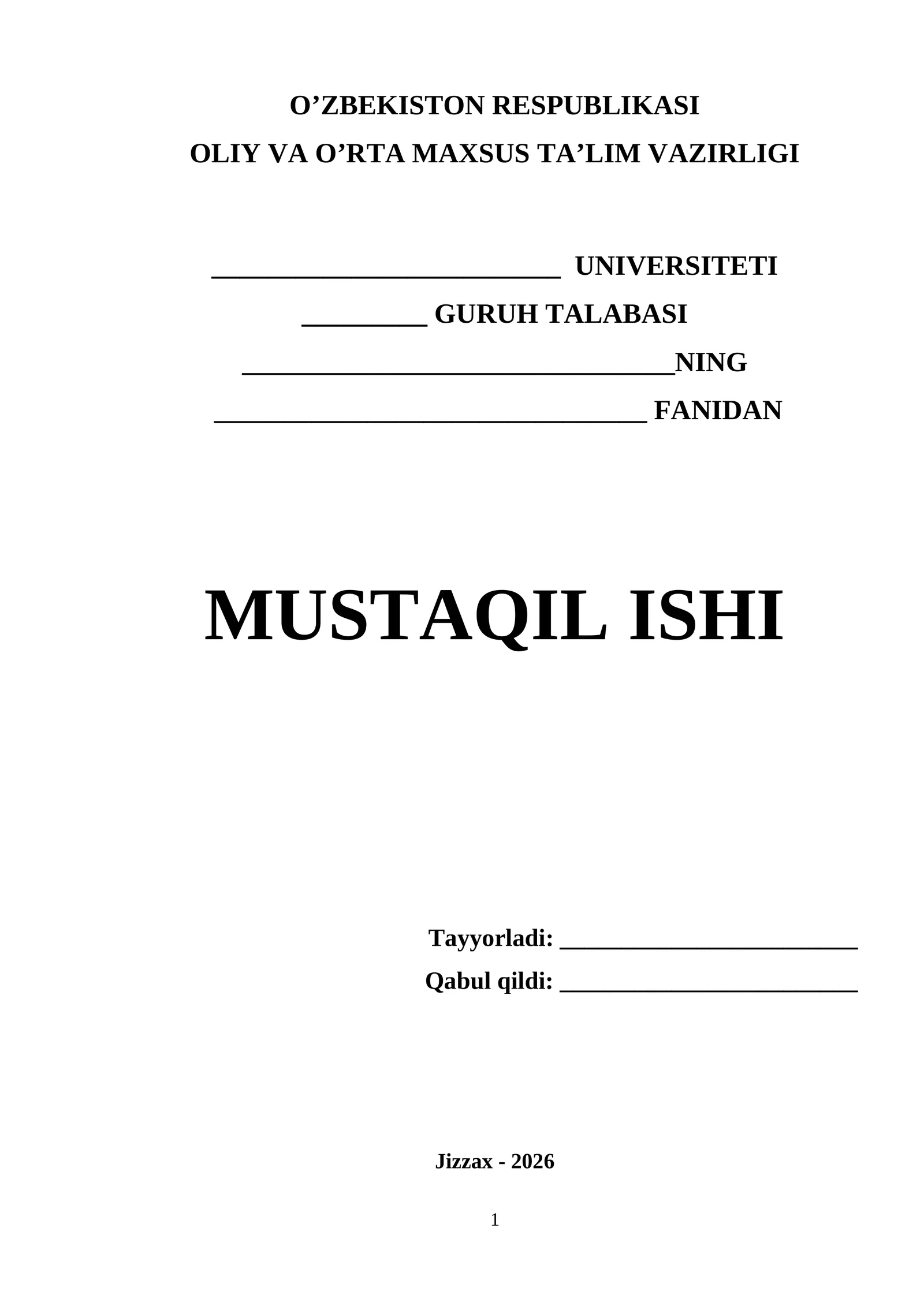 mustaqil ish yuzi