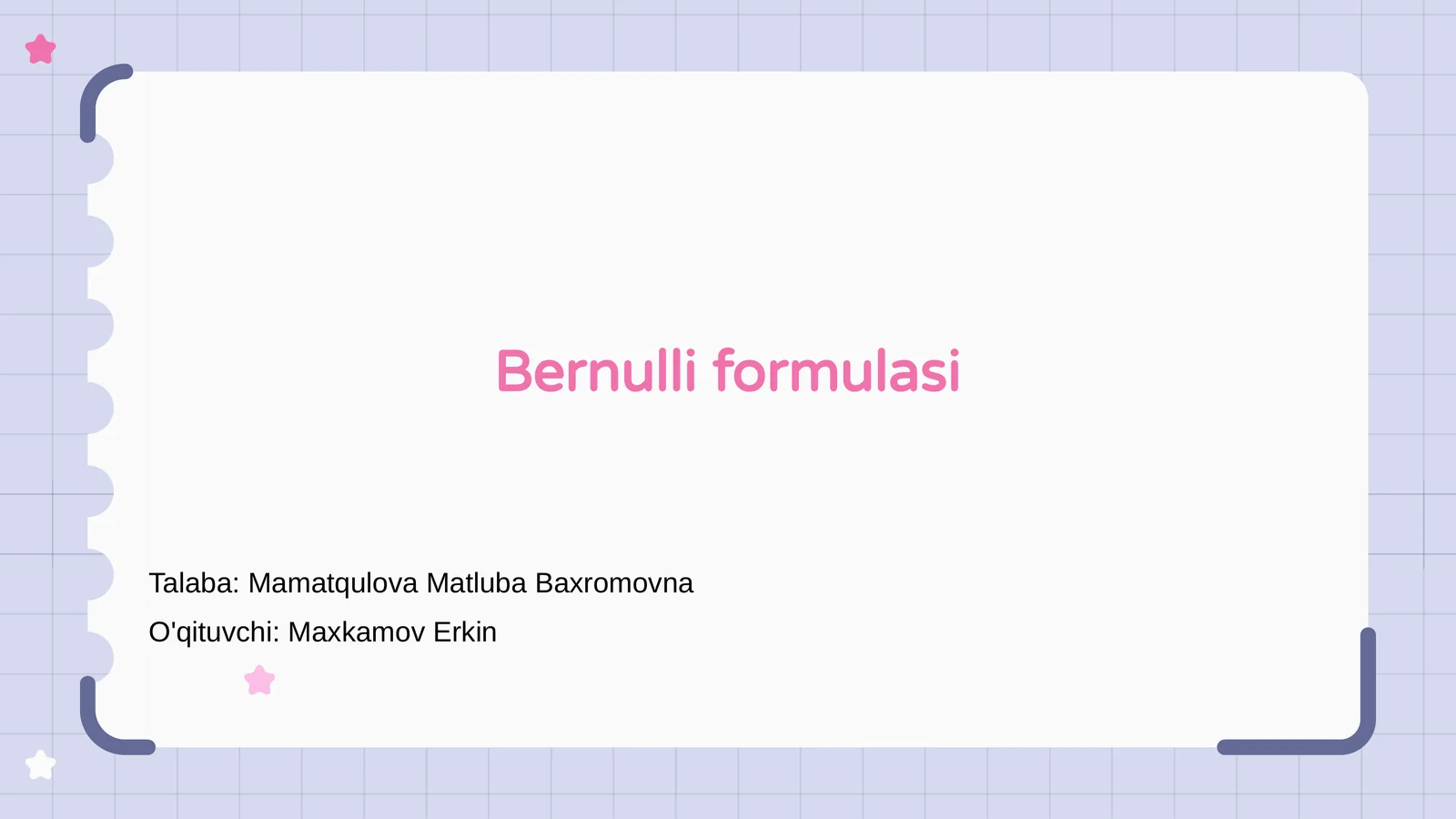 Bernulli formulasi