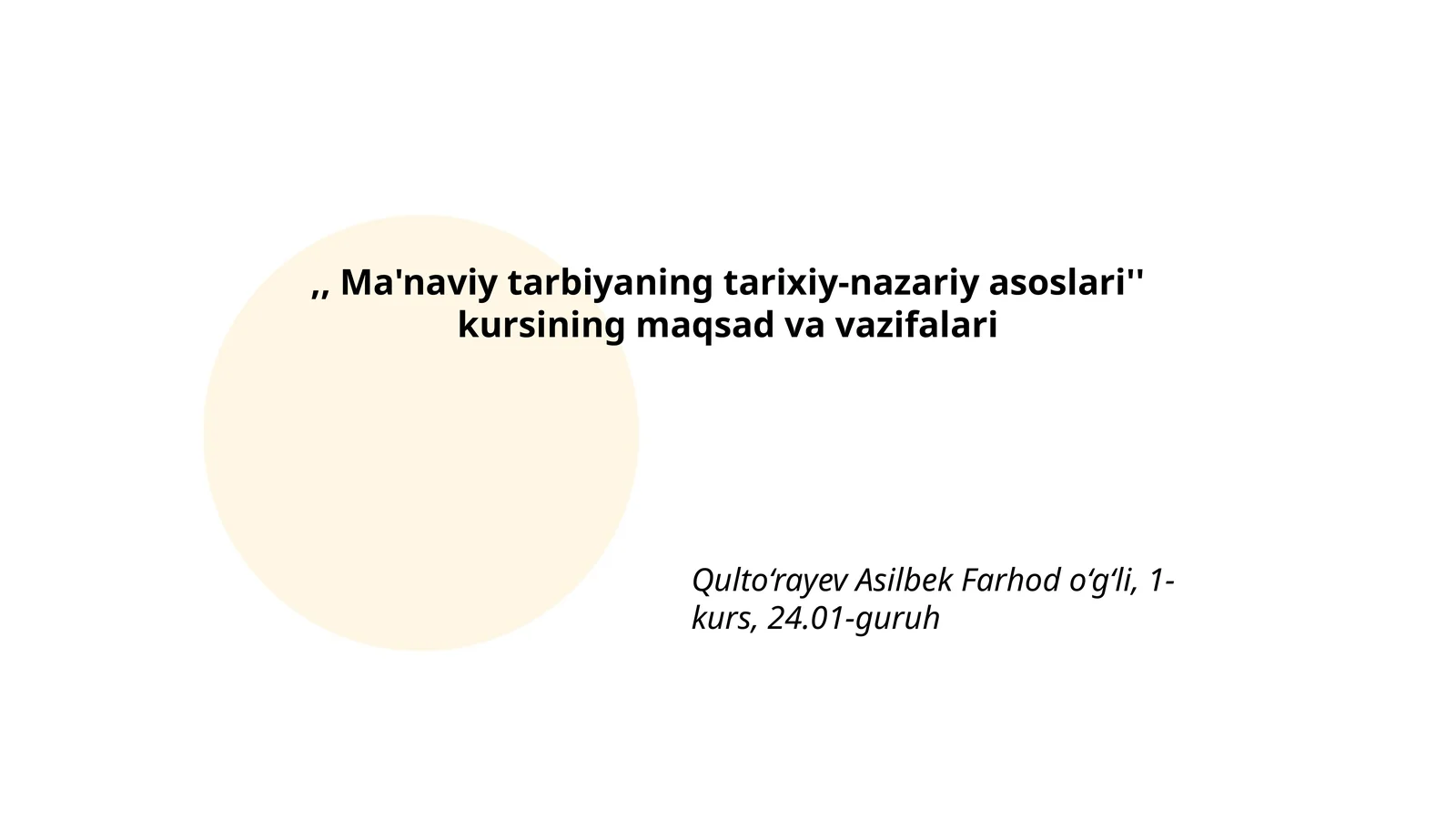 Ma'naviy tarbiyaning tarixiy-nazariy asoslari