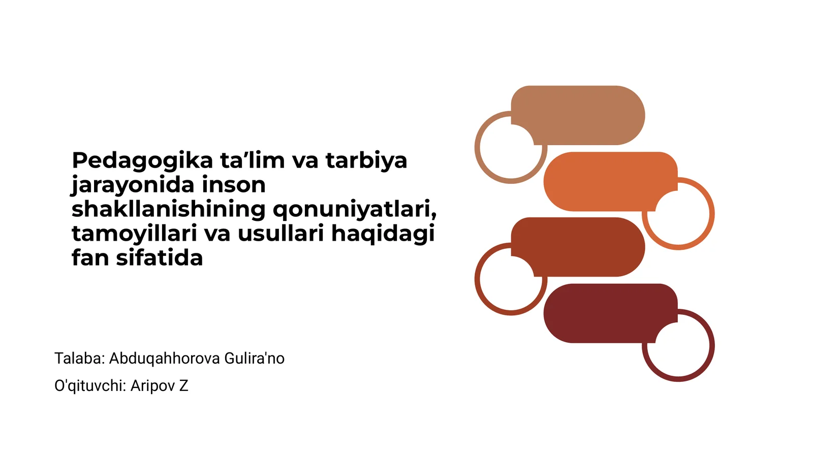 Pedagogika taʼlim va tarbiya jarayonida inson shakllanishining qonuniyatlari, tamoyillari va usullari