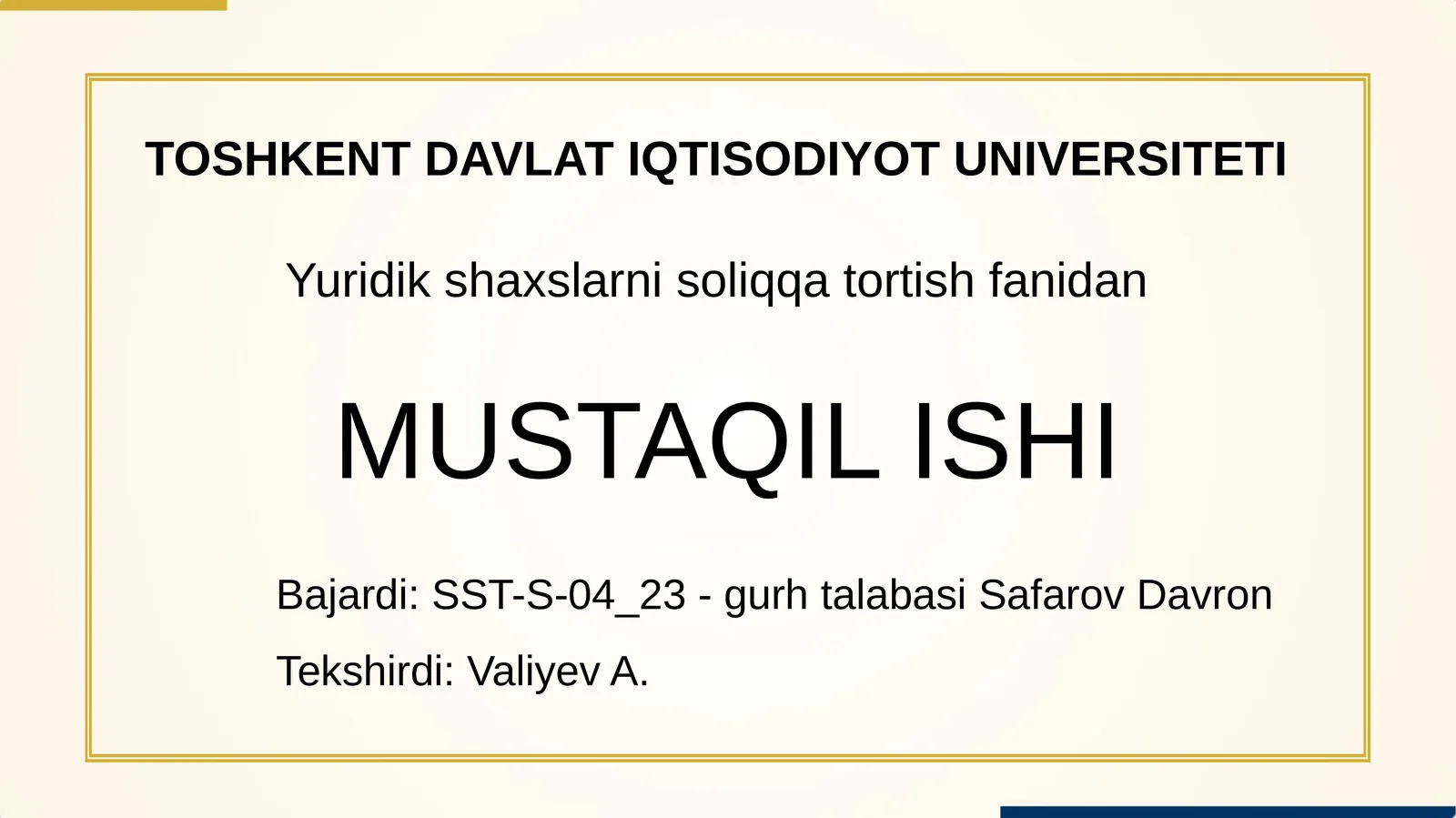 MULK SOLIG'I TAHLILI O'ZBEKISTON VS TURKMANISTON